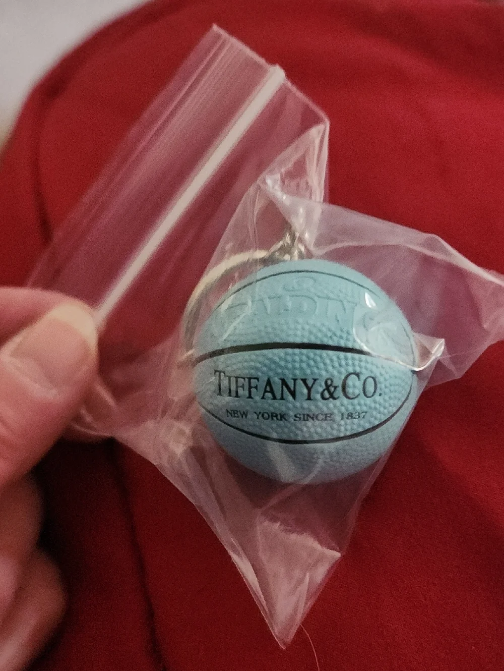 Teal Blue Tiffany Basketball Spalding Keychain With Pouch
